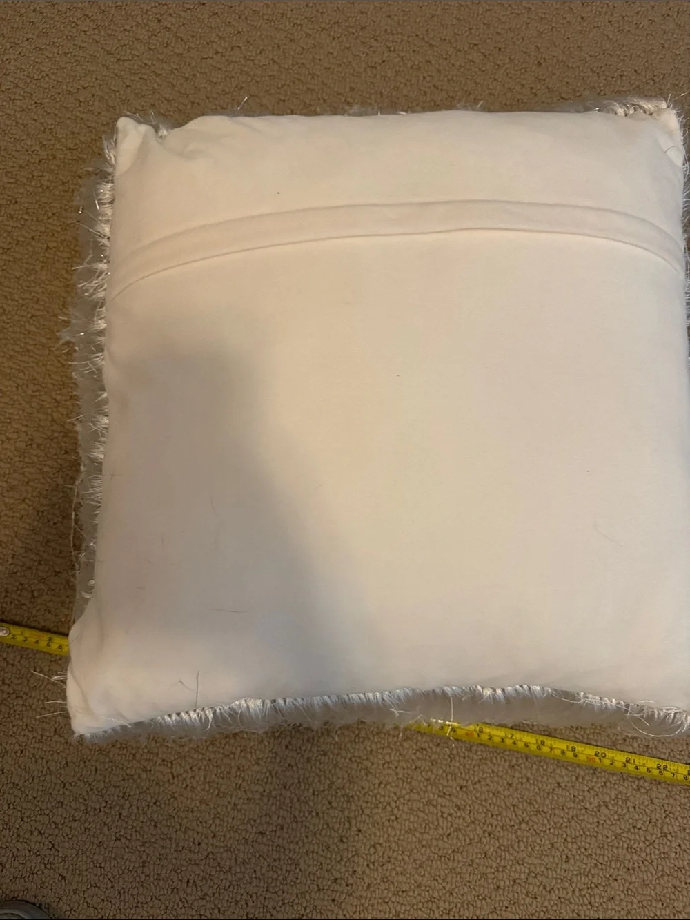Shimmery Faux Fur Square Throw Pillow - Ivory